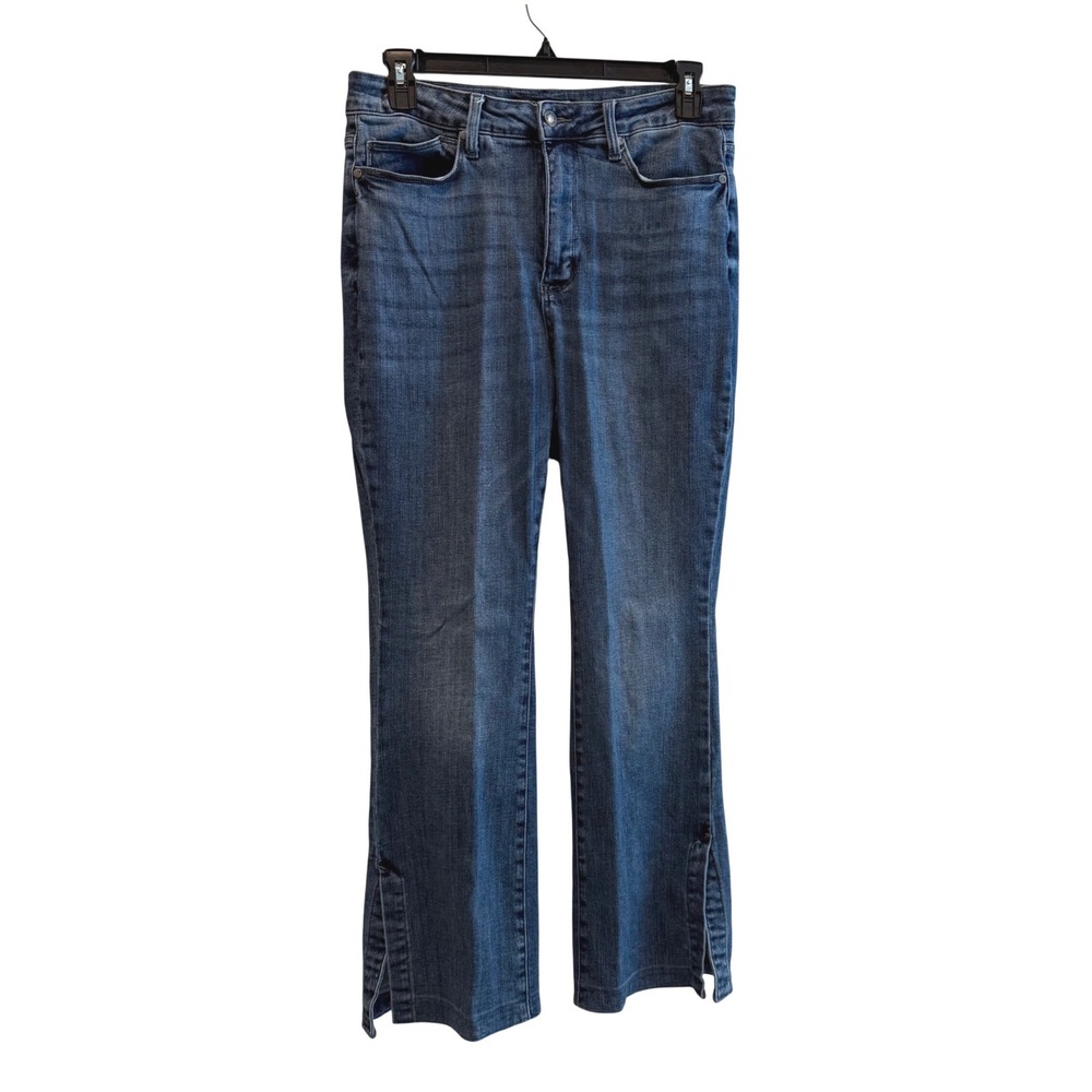 Judy Blue Straight Leg Jeans Medium Wash Side Slit JB88476 Women 16W / 28.5